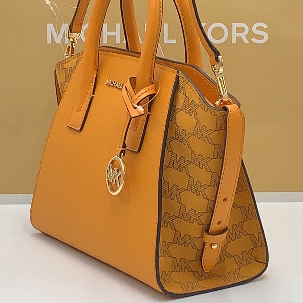 MICHAEL KORS AVRIL SMALL TOP ZIP SATCHEL CROSSBODY BAG HONEYCOMB COLOR - Picture 6 of 14